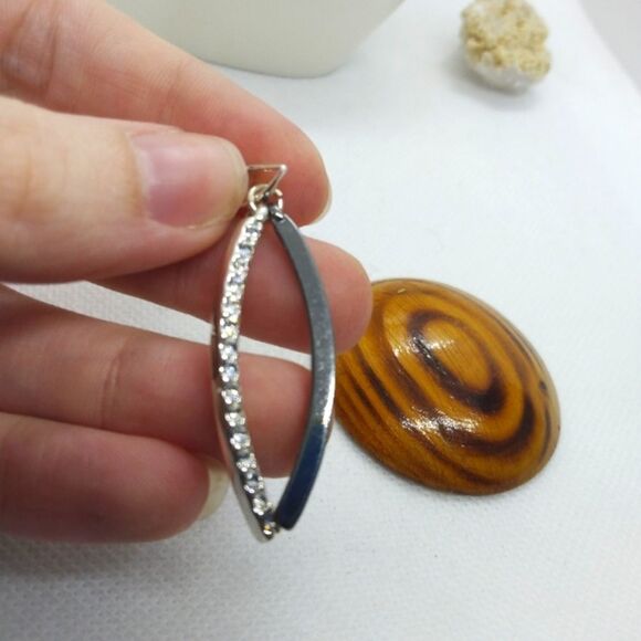 Crystal silver wishbone necklace pendant‎ good luck